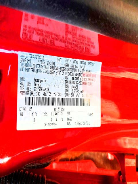 Aukcja sprzedaży 2012 Ford Focus, vin: 1FAHP3F23CL380906, numer aukcji: 79110005