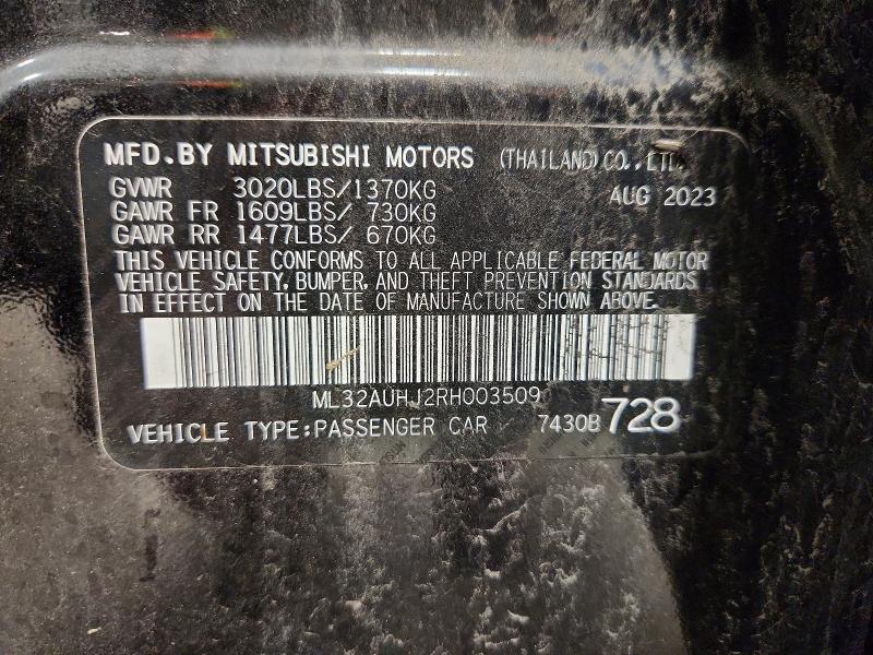 48230846 :رقم المزاد ، ML32AUHJ2RH003509 vin ، 2024 Mitsubishi Mirage مزاد بيع