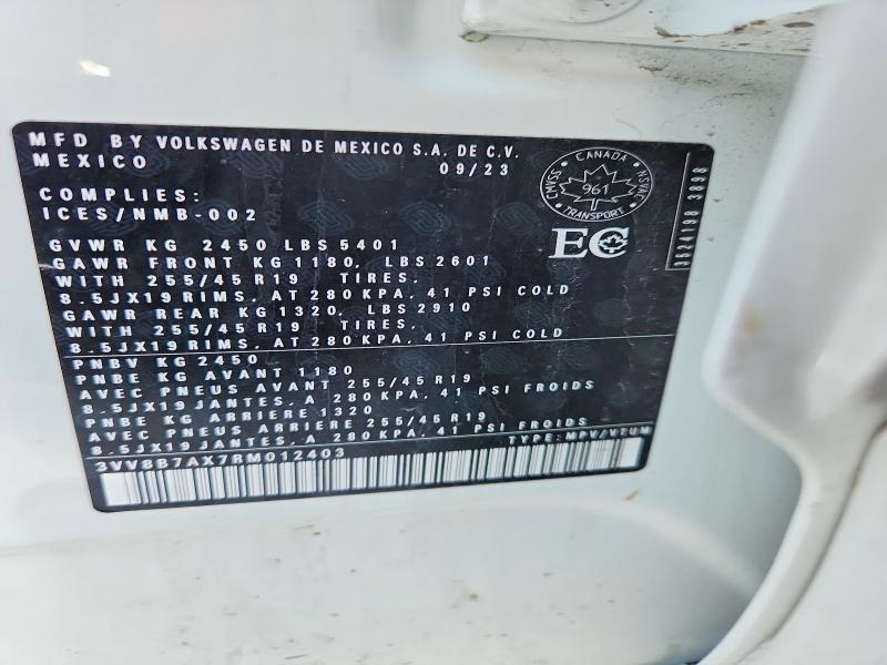Aukcja sprzedaży 2024 Volkswagen Tiguan, vin: 3VV8B7AX7RM012403, numer aukcji: 75772205