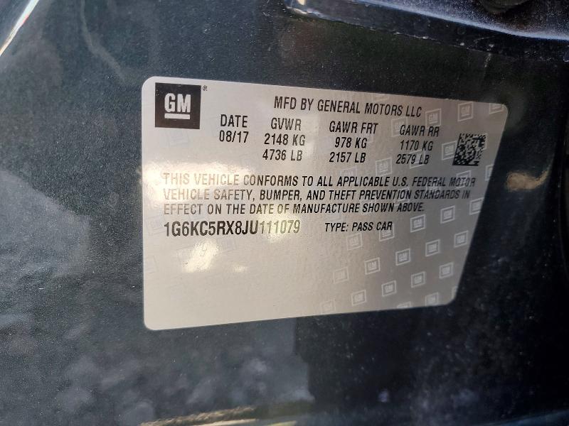 2018 Cadillac Ct6 მანქანა იყიდება აუქციონზე, vin: 1G6KC5RX8JU111079, აუქციონის ნომერი: 46339306