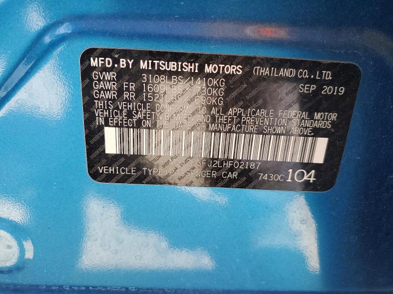 Aukcja sprzedaży 2020 Mitsubishi Mirage, vin: ML32F3FJ2LHF02187, numer aukcji: 45798246