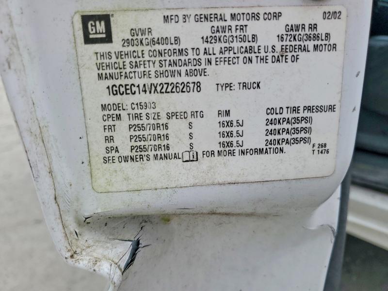 79927565 :رقم المزاد ، 1GCEC14VX2Z262678 vin ، 2002 Chevrolet Silverado مزاد بيع