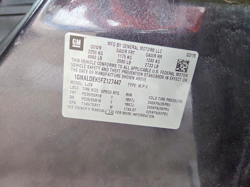 Aukcja sprzedaży 2015 Chevrolet Equinox, vin: 1GNALDEK5FZ127447, numer aukcji: 45661736