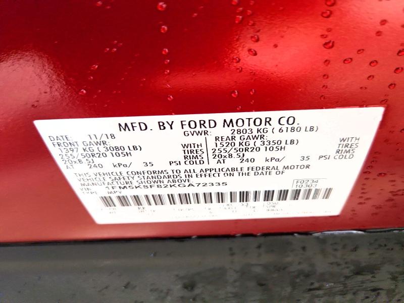 Продажа на аукционе авто 2019 Ford Explorer, vin: 1FM5K8F82KGA72335, номер лота: 45884946