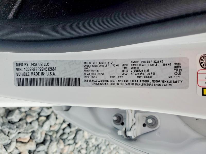 Продаж на аукціоні авто 2025 Ram 1500, vin: 1C6SRFFP2SN512684, номер лоту: 46513446