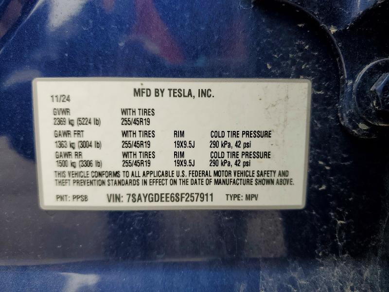 Продажа на аукционе авто 2025 Tesla Model Y, vin: 7SAYGDEE6SF257911, номер лота: 79993495