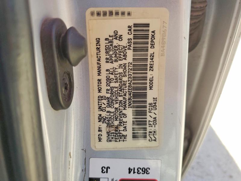 47201396 :رقم المزاد ، 1NXBU4EE8AZ337272 vin ، 2010 Toyota Corolla مزاد بيع