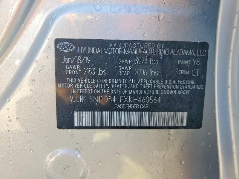 2019 Hyundai Elantra მანქანა იყიდება აუქციონზე, vin: 5NPD84LFXKH460564, აუქციონის ნომერი: 45828916