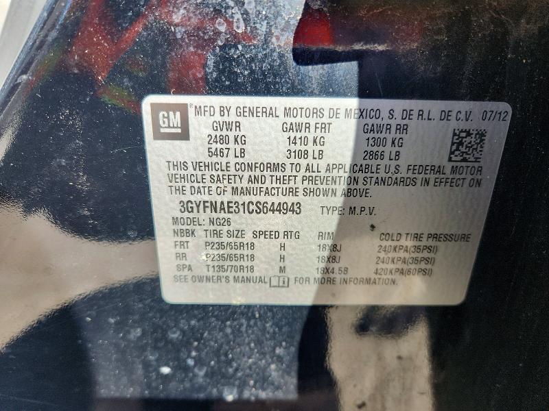 Продажа на аукционе авто 2012 Cadillac Srx, vin: 3GYFNAE31CS644943, номер лота: 46089316