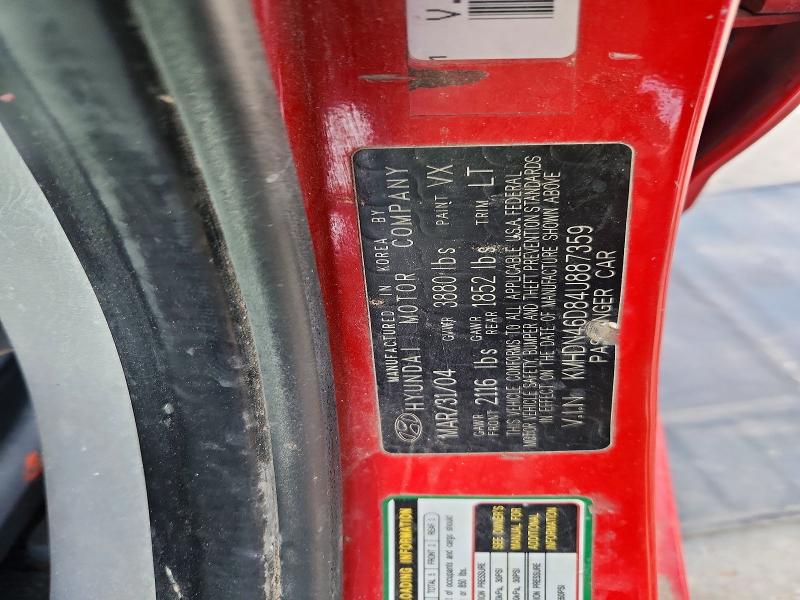 79990595 :رقم المزاد ، KMHDN46D84U887359 vin ، 2004 Hyundai Elantra مزاد بيع