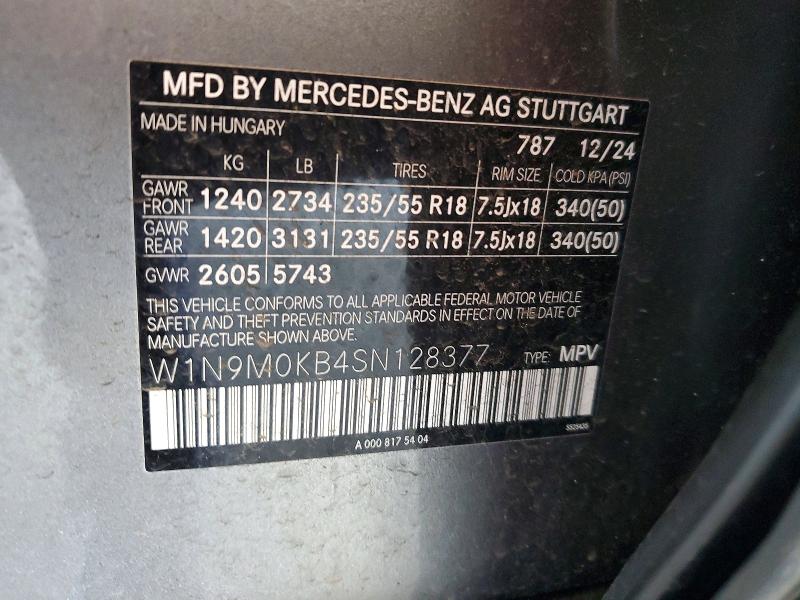 Продажа на аукционе авто 2025 Mercedes-benz Eqb, vin: W1N9M0KB4SN128377, номер лота: 41844256