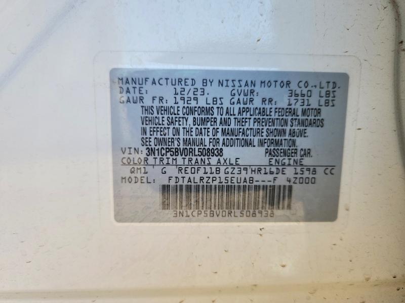 47599236 :رقم المزاد ، 3N1CP5BV0RL508938 vin ، 2024 Nissan Kicks مزاد بيع