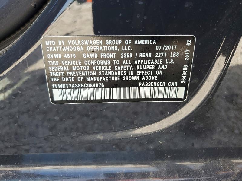 47450476 :رقم المزاد ، 1VWDT7A38HC084876 vin ، 2017 Volkswagen Passat مزاد بيع