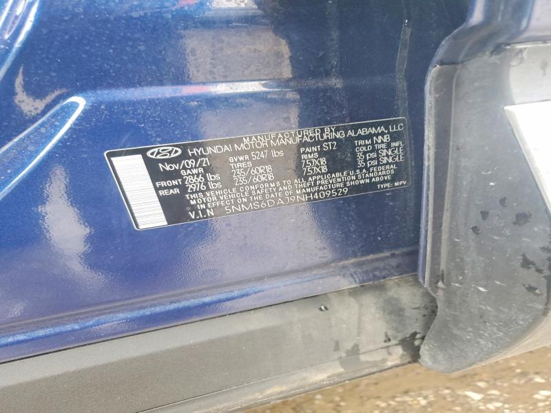 Продаж на аукціоні авто 2022 Hyundai Santa Fe, vin: 5NMS6DAJ9NH409529, номер лоту: 45524486