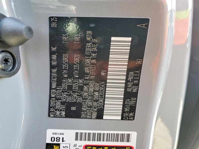 47822136 :رقم المزاد ، 5TDCRKEC3SS285424 vin ، 2025 Toyota Sienna مزاد بيع