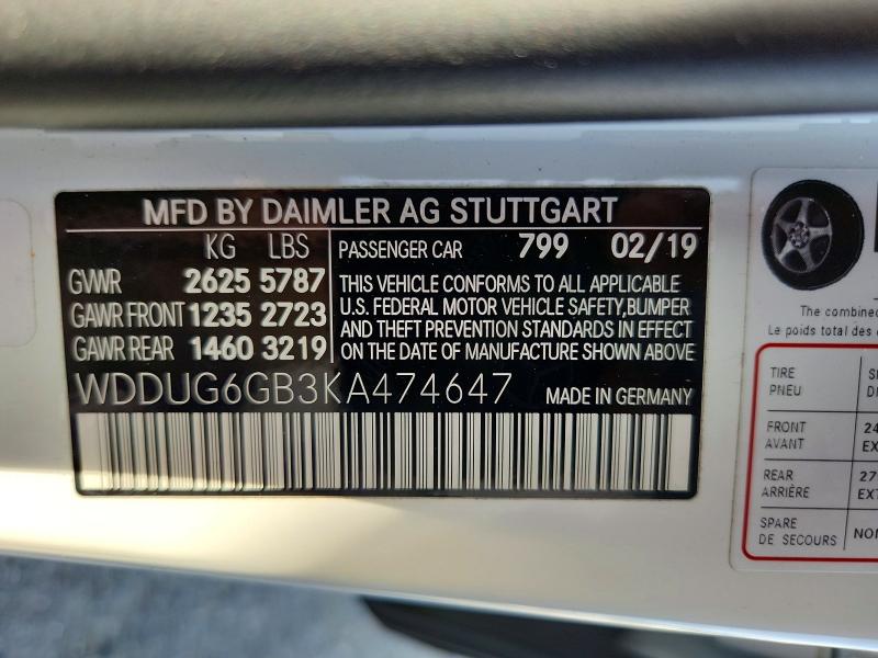 Продажа на аукционе авто 2019 Mercedes-benz S, vin: WDDUG6GB3KA474647, номер лота: 47798906