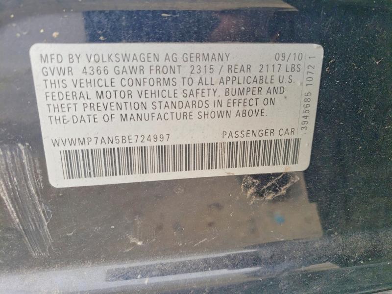 2011 Volkswagen Cc მანქანა იყიდება აუქციონზე, vin: WVWMP7AN5BE724997, აუქციონის ნომერი: 47045596