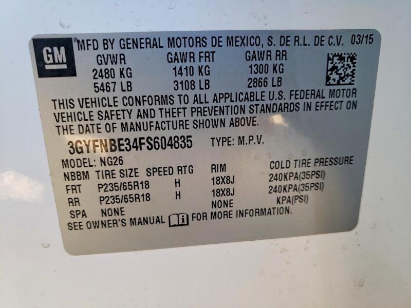 Aukcja sprzedaży 2015 Cadillac Srx, vin: 3GYFNBE34FS604835, numer aukcji: 45619486