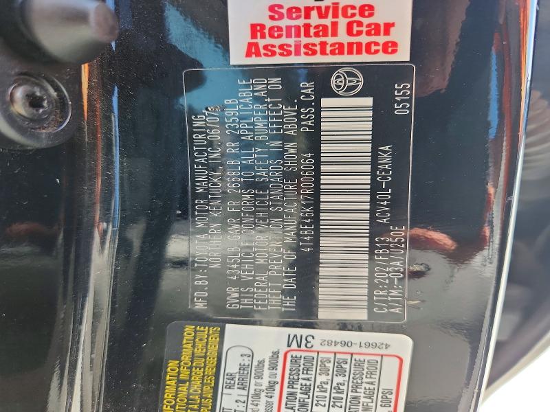 2007 Toyota Camry მანქანა იყიდება აუქციონზე, vin: 4T4BE46K17R006064, აუქციონის ნომერი: 47108436