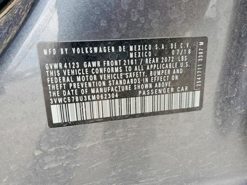 46201936 :رقم المزاد ، 3VWC57BU3KM062304 vin ، 2019 Volkswagen Jetta مزاد بيع