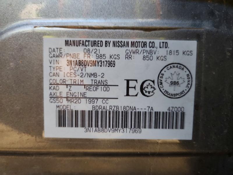 Aukcja sprzedaży 2021 Nissan Sentra, vin: 3N1AB8DV9MY317969, numer aukcji: 45507536