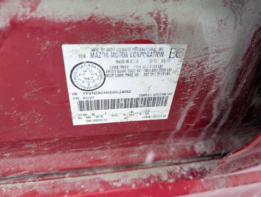 Aukcja sprzedaży 2011 Mazda 6, vin: 1YVHZ8CH0B5M24982, numer aukcji: 45597036