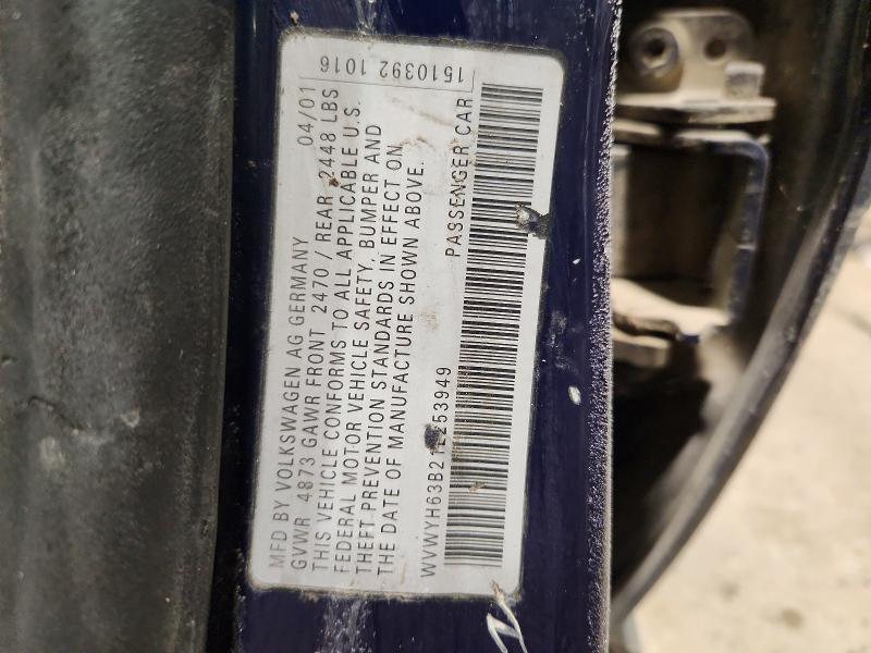Продажа на аукционе авто 2001 Volkswagen Passat, vin: WVWYH63B21E253949, номер лота: 47844276