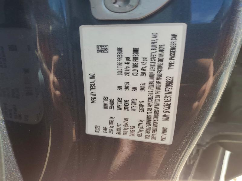 Продаж на аукціоні авто 2022 Tesla Model 3, vin: 5YJ3E1EB1NF209822, номер лоту: 45980396