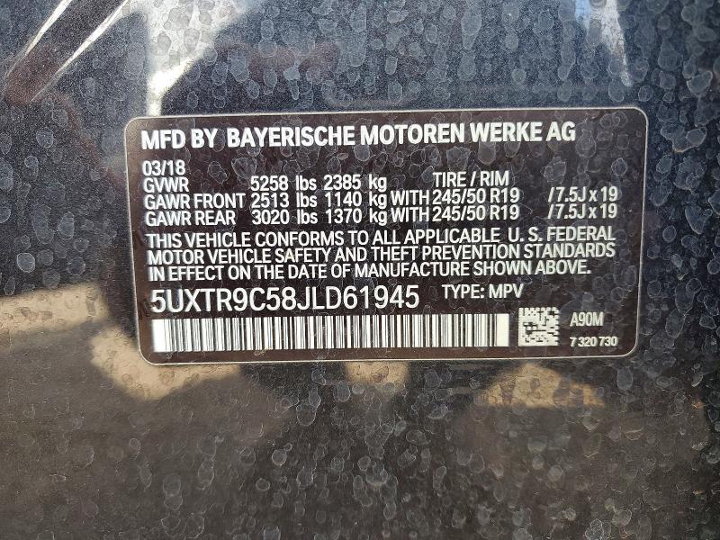 Aukcja sprzedaży 2018 Bmw X3, vin: 5UXTR9C58JLD61945, numer aukcji: 79291435