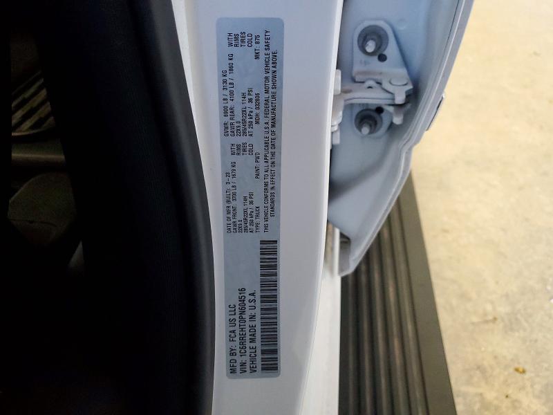 2023 Ram 1500 მანქანა იყიდება აუქციონზე, vin: 1C6RREHT0PN604516, აუქციონის ნომერი: 47058836