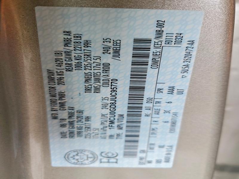 79199175 :رقم المزاد ، 1FMCU0GD8JUC95770 vin ، 2018 Ford Escape مزاد بيع