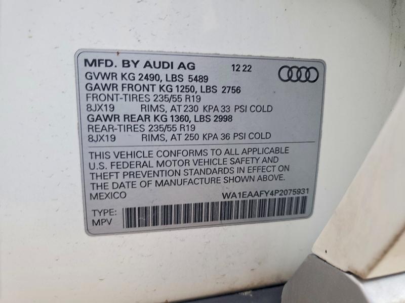 46821776 :رقم المزاد ، WA1EAAFY4P2075931 vin ، 2023 Audi Q5 مزاد بيع