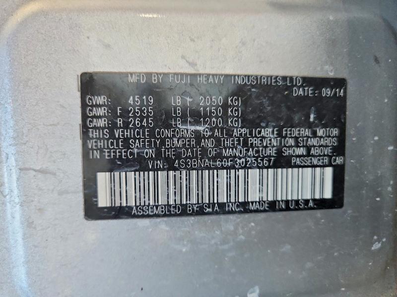 Aukcja sprzedaży 2015 Subaru Legacy, vin: 4S3BNAL60F3025567, numer aukcji: 45474716
