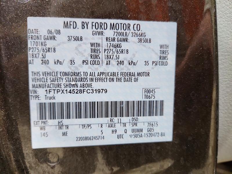 47650466 :رقم المزاد ، 1FTPX14528FC31979 vin ، 2008 Ford F150 مزاد بيع