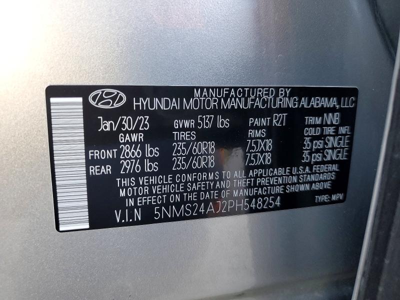 Aukcja sprzedaży 2023 Hyundai Santa Fe, vin: 5NMS24AJ2PH548254, numer aukcji: 47761436