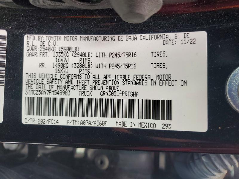 Aukcja sprzedaży 2023 Toyota Tacoma, vin: 3TMCZ5AN7PM548983, numer aukcji: 46634036