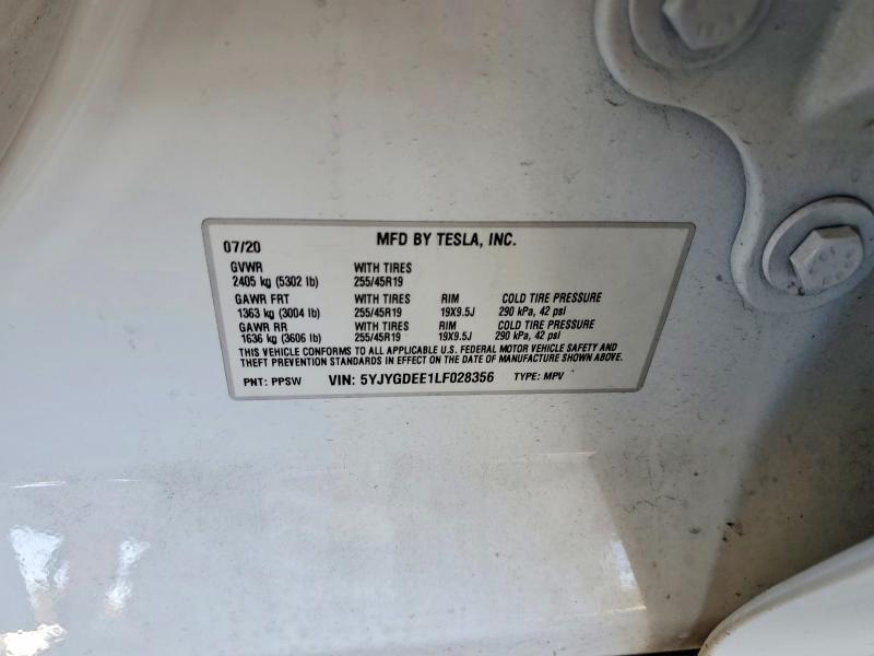 Aukcja sprzedaży 2020 Tesla Model Y, vin: 5YJYGDEE1LF028356, numer aukcji: 45543766