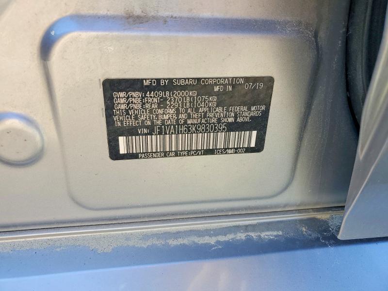 79777625 :رقم المزاد ، JF1VA1H63K9830395 vin ، 2019 Subaru Wrx مزاد بيع