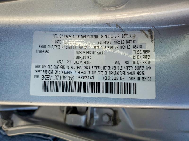 Продажа на аукционе авто 2018 Mazda 3, vin: 3MZBN1L37JM181356, номер лота: 47930066
