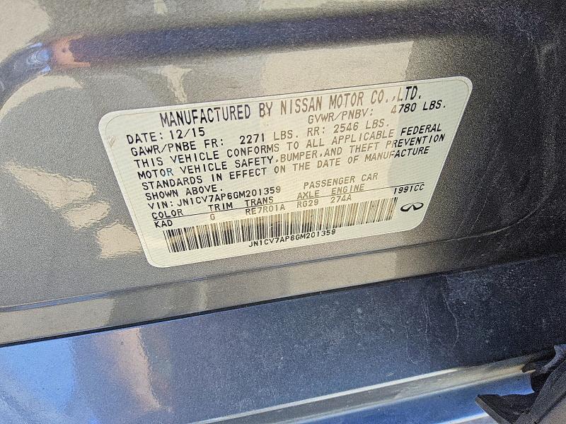 Продаж на аукціоні авто 2016 Infiniti Q50, vin: JN1CV7AP6GM201359, номер лоту: 78708765