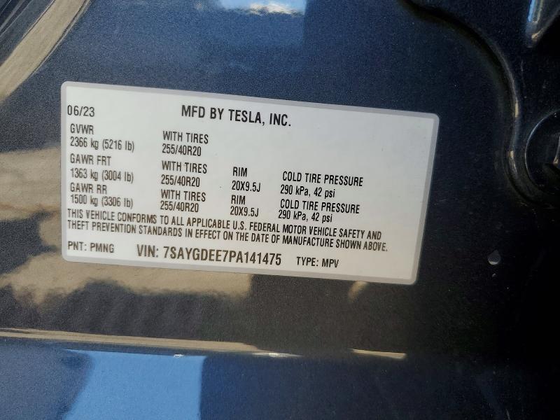 46530206 :رقم المزاد ، 7SAYGDEE7PA141475 vin ، 2023 Tesla Model Y مزاد بيع