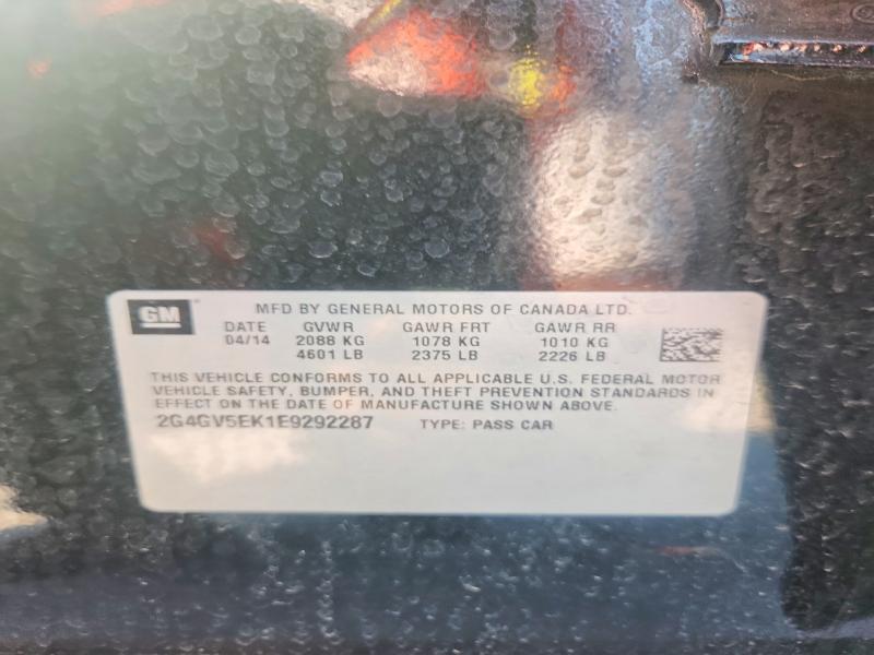 2014 Buick Regal მანქანა იყიდება აუქციონზე, vin: 2G4GV5EK1E9292287, აუქციონის ნომერი: 47226346