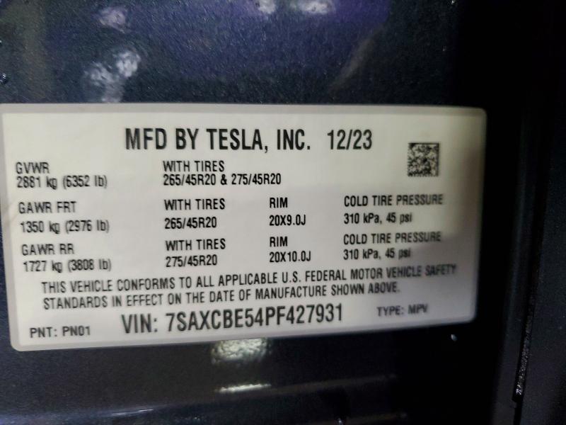 Aukcja sprzedaży 2023 Tesla Model X, vin: 7SAXCBE54PF427931, numer aukcji: 41823796