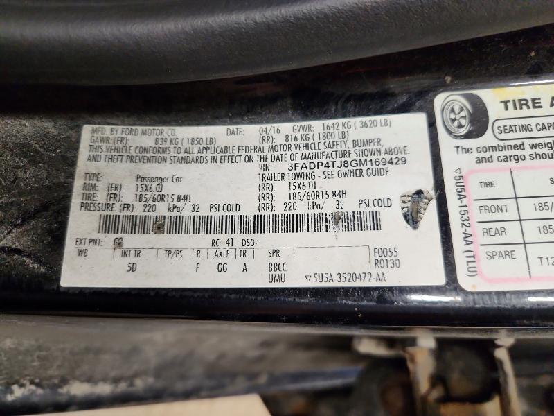 2016 Ford Fiesta მანქანა იყიდება აუქციონზე, vin: 3FADP4TJ8GM169429, აუქციონის ნომერი: 48081046