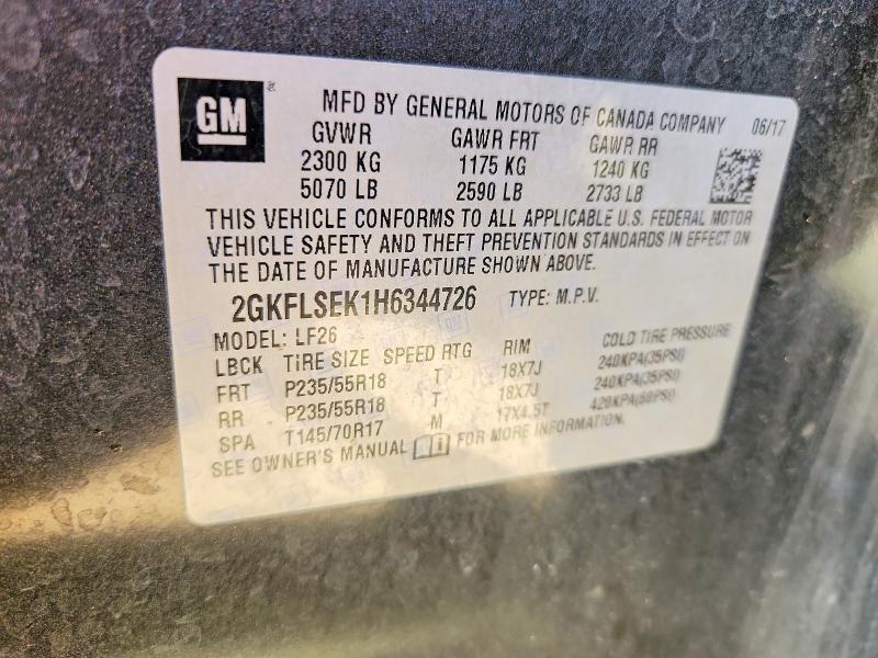 Aukcja sprzedaży 2017 Gmc Terrain, vin: 2GKFLSEK1H6344726, numer aukcji: 47578126