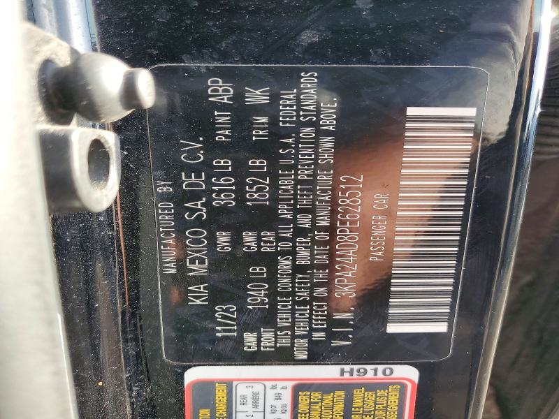 46430406 :رقم المزاد ، 3KPA24AD8PE628512 vin ، 2023 Kia Rio مزاد بيع