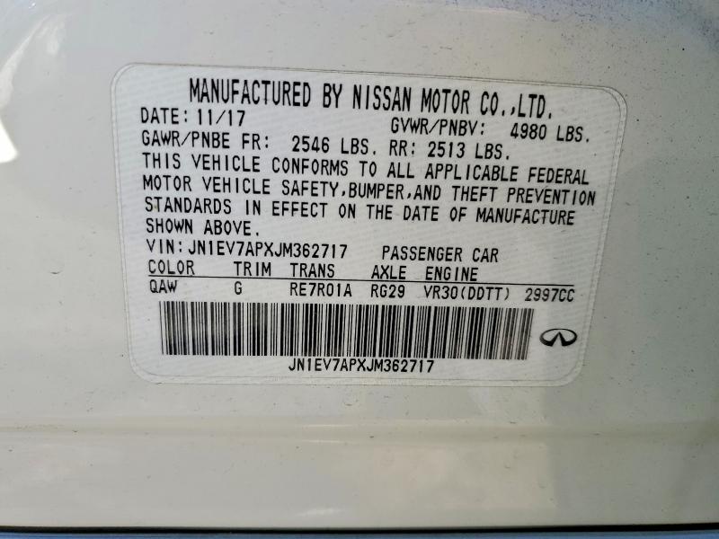 Продаж на аукціоні авто 2018 Infiniti Q50, vin: JN1EV7APXJM362717, номер лоту: 79932185