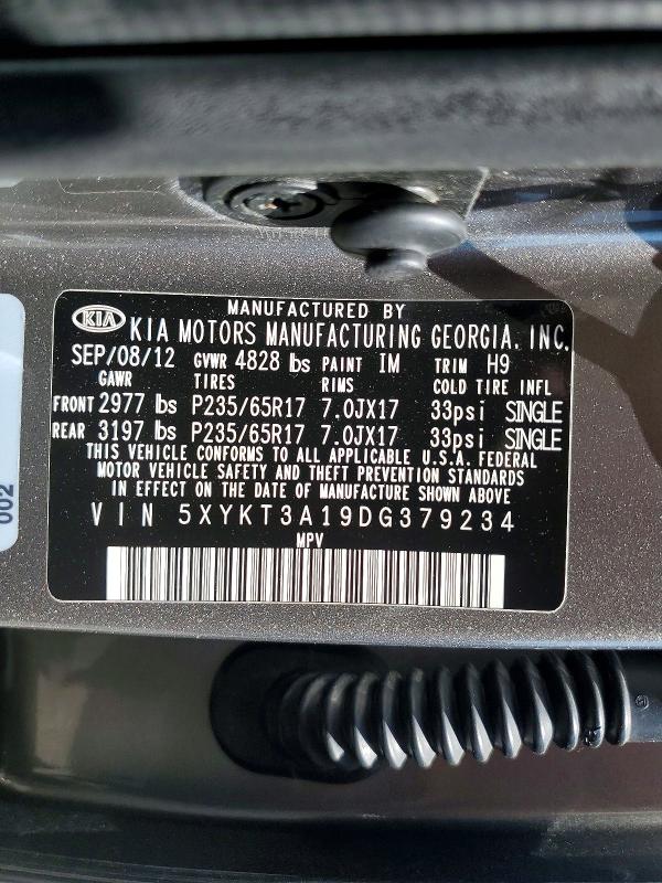 47273736 :رقم المزاد ، 5XYKT3A19DG379234 vin ، 2013 Kia Sorento مزاد بيع