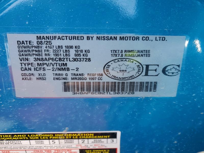 79897625 :رقم المزاد ، 3N8AP6CB2TL303728 vin ، 2026 Nissan Kicks مزاد بيع