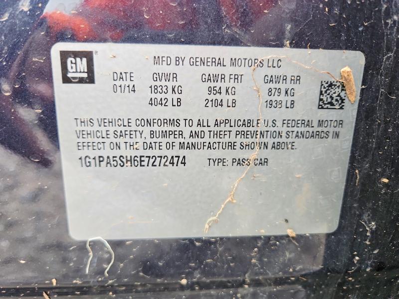 2014 Chevrolet Cruze მანქანა იყიდება აუქციონზე, vin: 1G1PA5SH6E7272474, აუქციონის ნომერი: 46767356